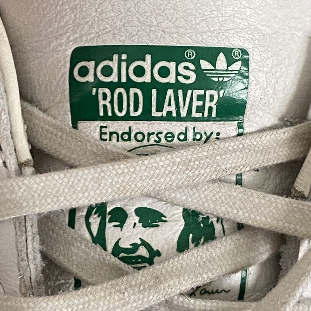 Adidas Originals Rod Laver 'Full Leather' Sneakers in White and Green - Size 12 - Picture 4 of 9